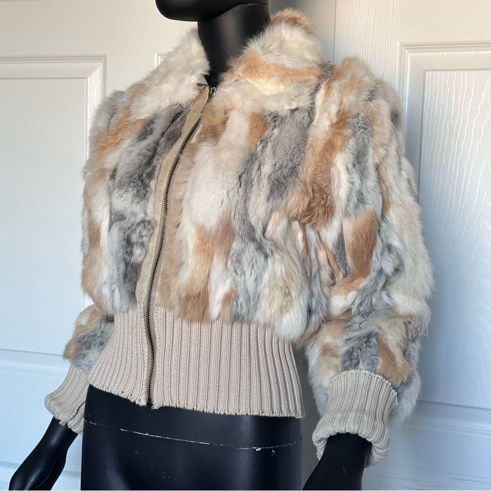 Genuine Rabbit Fur Sweater Jacket - Picture 2 of 7